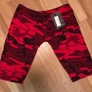red camp biker shorts